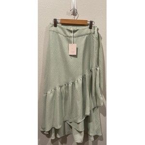 LC LAUREN CONRAD Blushing Bouquet Mint Midi Skirt